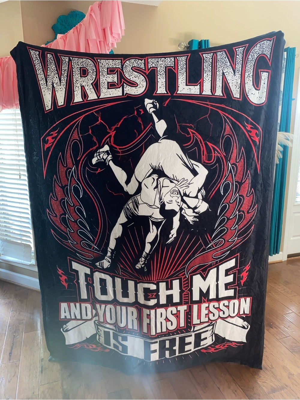 Wrestling 'Touch Me and your first lesson is free’ Graphic blanket